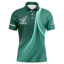 Load image into Gallery viewer, Mens golf polo shirts custom name Green golf shirt, tournament golf tops for mens, golf gift NQS5653