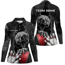 Load image into Gallery viewer, Black Bear grunge pattern Custom Women Bowling Polo, Quarter Zip Shirts Bowling Team Jerseys Outfits NQS7753