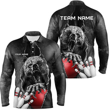 Load image into Gallery viewer, Black Bear grunge pattern Custom Men Bowling Polo, Quarter Zip Shirts Bowling Team Jerseys Outfits NQS7753