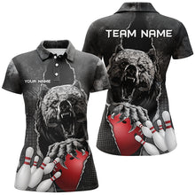 Load image into Gallery viewer, Black Bear grunge pattern Custom Women Bowling Polo, Quarter Zip Shirts Bowling Team Jerseys Outfits NQS7753