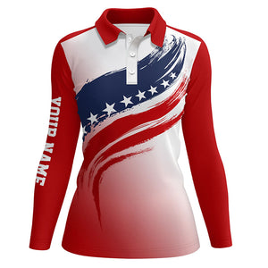 American flag Womens golf polo shirts custom golf attire for women, patriotic golf gift for ladies NQS6076