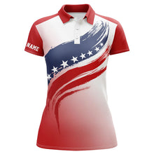 Load image into Gallery viewer, American flag Womens golf polo shirts custom golf attire for women, patriotic golf gift for ladies NQS6076