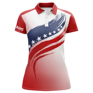 American flag Womens golf polo shirts custom golf attire for women, patriotic golf gift for ladies NQS6076