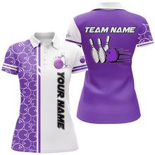 Load image into Gallery viewer, Women Bowling Polo, 1/4 Zip Shirt Custom white and purple camo vintage ladies bowling jerseys NQS8178