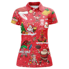 Load image into Gallery viewer, Funny Red Christmas Santa Disc golf Polo shirt for women custom team Xmas frisbee golf jerseys NQS8876