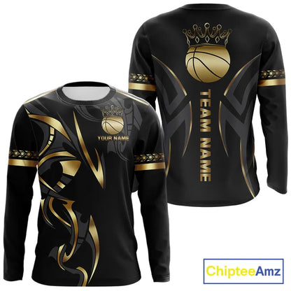 Black and Gold crown Basketball Vest, T-shirt, Hoodie, Long sleeve Custom Bowling Team jerseys NQS11392