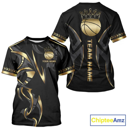 Black and Gold crown Basketball Vest, T-shirt, Hoodie, Long sleeve Custom Bowling Team jerseys NQS11392