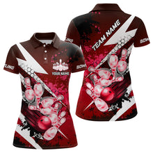 Load image into Gallery viewer, Red grunge lightning Bowling Polo, Quarter Zip shirt For Women Custom Team Bowling Jerseys NQS8660