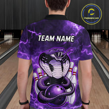 Load image into Gallery viewer, Purple Lightning thunder snake bowling shirts for men Custom bowling league shirts, gifts for bowlers NQS11402