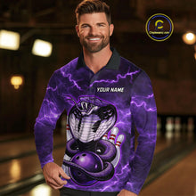 Load image into Gallery viewer, Purple Lightning thunder snake bowling shirts for men Custom bowling league shirts, gifts for bowlers NQS11402