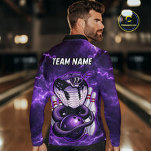 Load image into Gallery viewer, Purple Lightning thunder snake bowling shirts for men Custom bowling league shirts, gifts for bowlers NQS11402
