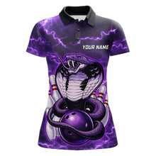 Load image into Gallery viewer, Purple Lightning thunder snake women's bowling shirts Custom bowling league shirts, gifts for bowlers NQS11402
