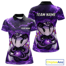 Load image into Gallery viewer, Purple Lightning thunder snake women's bowling shirts Custom bowling league shirts, gifts for bowlers NQS11402
