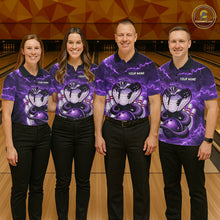 Load image into Gallery viewer, Purple Lightning thunder snake women's bowling shirts Custom bowling league shirts, gifts for bowlers NQS11402