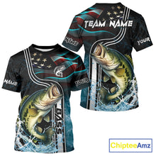 Load image into Gallery viewer, Largemouth Bass fishing US Flag customize performance Fishing shirts, patriotic Bass fishing jerseys NQS11601