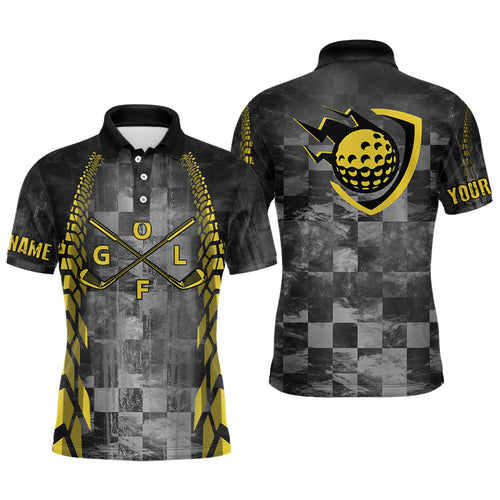 Mens Golf polo shirts custom name black racing yellow pattern golf clubs golf outfit men NQS6095