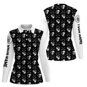 Black and white golf pattern Womens golf polo shirts custom golf beer outfit women female golf attire NQS6100