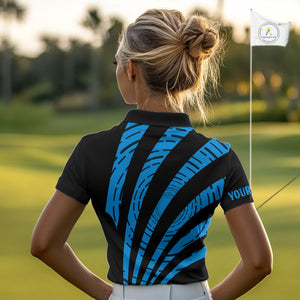 Custom Black and Blue camo Golf Polo Shirt For Women Custom ladies golf tops, personalized golf gifts NQS10609
