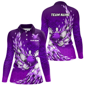 Ice Purple Bowling Shirts For Women Custom Bowling Team Uniform Bowlers Outfits NQS9138