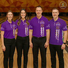 Load image into Gallery viewer, Yellow and Purple Retro American Flag Bowling Shirts For Men Custom Patriotic Bowling Team Jerseys NQS11213
