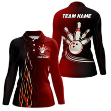 Load image into Gallery viewer, Gradient black red bowling league jerseys custom Women Bowling Polo Shirts, gifts for bowling team NQS7436
