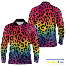Load image into Gallery viewer, Custom Colorful rainbow pattern Mens golf polo shirt, Personalized animal print golf shirt outfit NQS10405