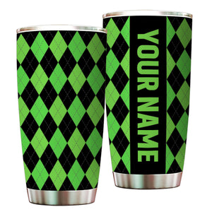 Multicolor argyle pattern Custom name Golf Stainless Steel Tumbler Cup - personalized golf gifts NQS9866