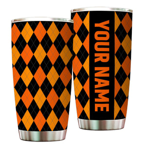 Multicolor argyle pattern Custom name Golf Stainless Steel Tumbler Cup - personalized golf gifts NQS9866