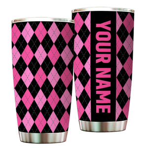 Multicolor argyle pattern Custom name Golf Stainless Steel Tumbler Cup - personalized golf gifts NQS9866