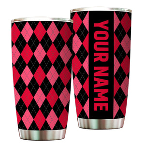 Multicolor argyle pattern Custom name Golf Stainless Steel Tumbler Cup - personalized golf gifts NQS9866