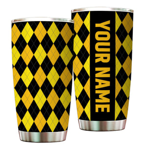 Multicolor argyle pattern Custom name Golf Stainless Steel Tumbler Cup - personalized golf gifts NQS9866