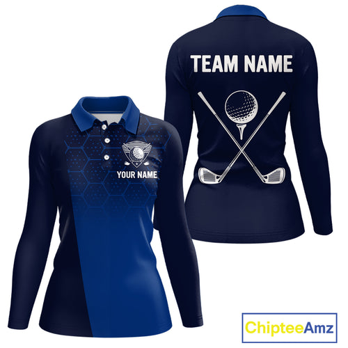 Blue Pattern Women Golf polo shirts custom Team name golf outfit for ladies, unique golf gifts NQS9874