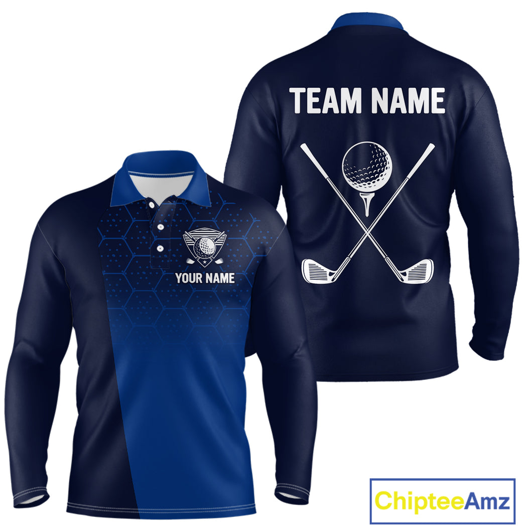 Blue Pattern Mens Golf polo shirts custom Team name golf outfit for men, unique golf gifts NQS9874