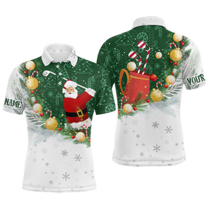 Santa Playing Golf Christmas Pattern Mens Golf Polo Shirt Custom Golf Outfit For Men Golf Gifts NQS8207