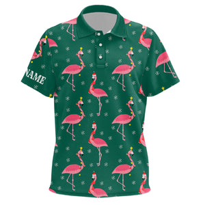 Pink Flamingo Christmas Snowflake Green pattern Kid golf polo shirts custom gift for team golfer NQS8902