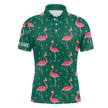 Load image into Gallery viewer, Pink Flamingo Christmas Snowflake Green Pattern Men golf polo shirt custom gifts for team golfer NQS8902