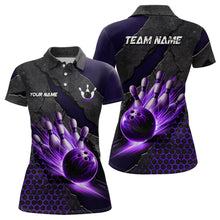 Load image into Gallery viewer, Bowling Jersey For Women Custom Bowling Polo, Quarter-Zip Shirt for Team Bowlers | Purple NQS7600