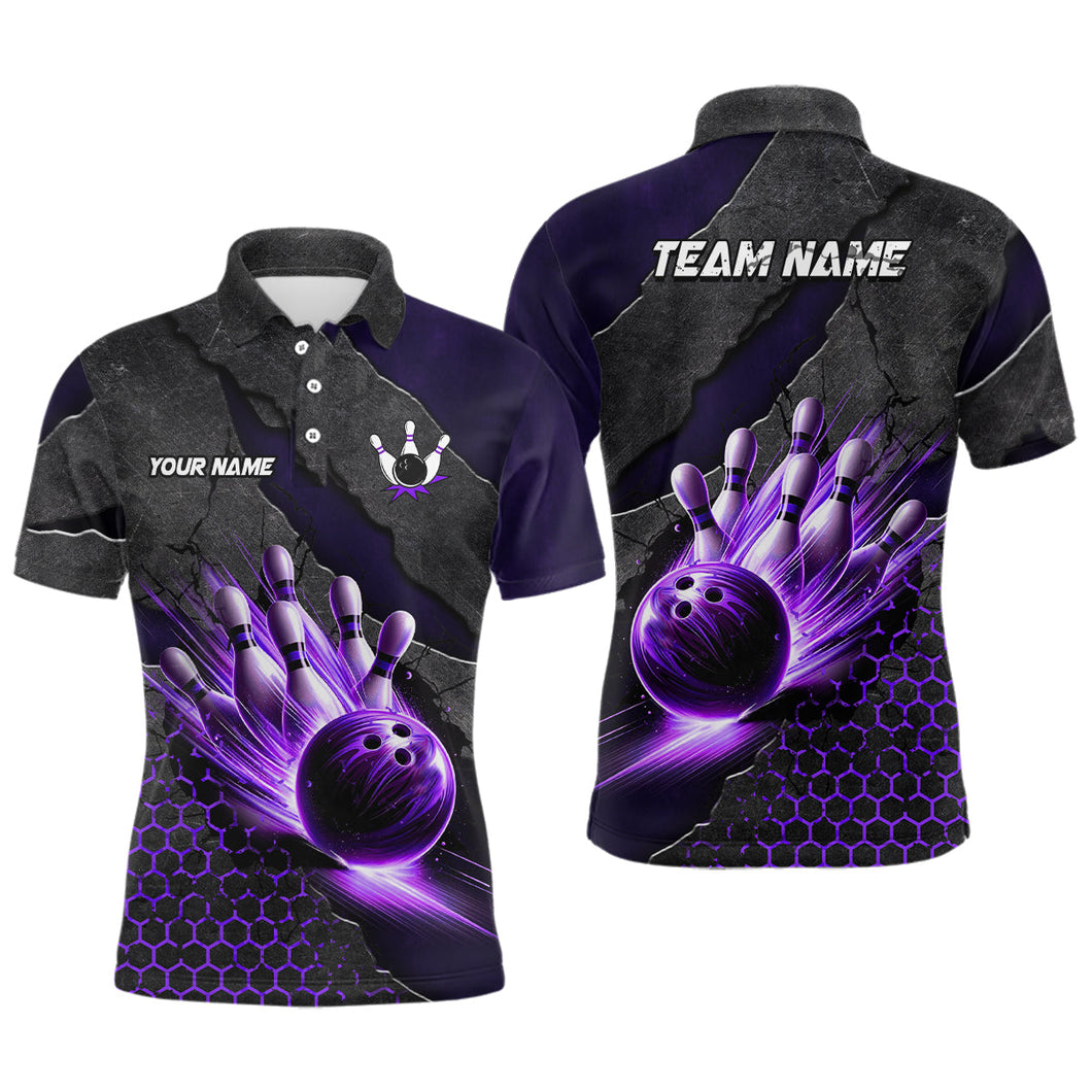 Bowling Jersey For Men Custom Bowling Polo, Quarter-Zip Shirt for Team Bowlers | Purple NQS7600