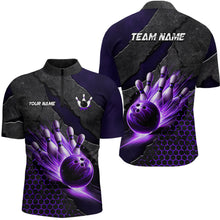 Load image into Gallery viewer, Bowling Jersey For Men Custom Bowling Polo, Quarter-Zip Shirt for Team Bowlers | Purple NQS7600