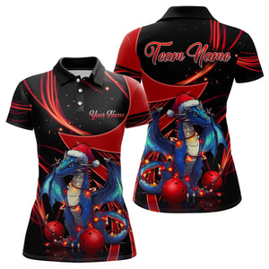 Black and Red Dragon Christmas Custom Bowling Shirt For Women Personalized Bowling Team Jerseys NQS8911