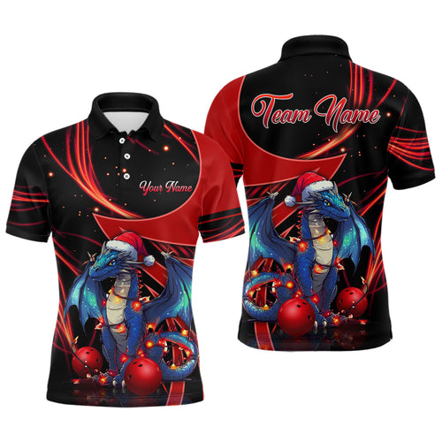 Black and Red Dragon Christmas Custom Bowling Shirt For Men Personalized Bowling Team Jerseys NQS8911