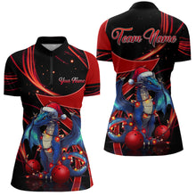 Load image into Gallery viewer, Black and Red Dragon Christmas Custom Bowling Shirt For Women Personalized Bowling Team Jerseys NQS8911