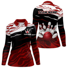 Load image into Gallery viewer, Red, white and black camo Custom Bowling Shirts For Women, Bowling Team Jersey Gift For Bowler NQS9149