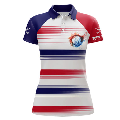 Red, white and blue Women golf polo shirts custom patriotic golf ball team ladies golf tops NQS7818