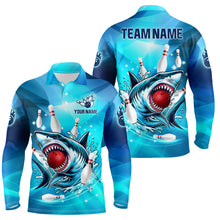 Load image into Gallery viewer, Blue Shark Bowling Shirt for Men Custom Shark Bowling Team Jerseys, personalized gift for bowlers NQS8929