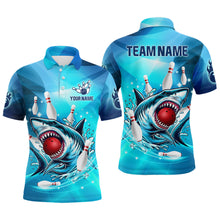 Load image into Gallery viewer, Blue Shark Bowling Shirt for Men Custom Shark Bowling Team Jerseys, personalized gift for bowlers NQS8929