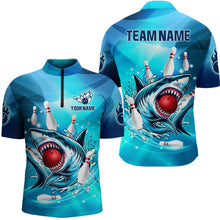 Load image into Gallery viewer, Blue Shark Bowling Shirt for Men Custom Shark Bowling Team Jerseys, personalized gift for bowlers NQS8929