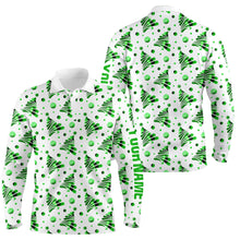 Load image into Gallery viewer, Personalized Mens golf polo shirts custom Christmas green pine tree pattern team golf attire for men NQS8933