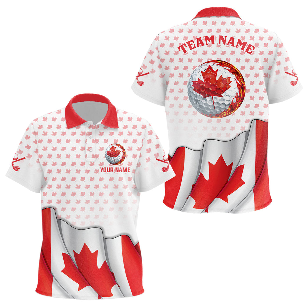 Canada Flag Kid Polo Shirt Red Maple Leaf pattern Custom Golf Tops For Kid Patriotic Golf Gifts NQS7835