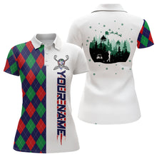 Load image into Gallery viewer, Christmas argyle pattern womens golf polo shirt custom Christmas apparel gift for golf lovers NQS6615